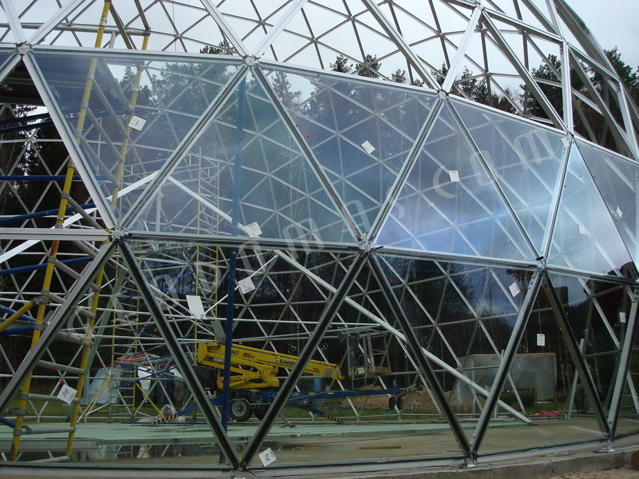 Ø15m Glass Dome 7,5m Height protects your III Level house 317m2