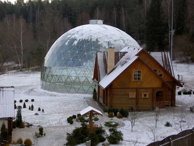 Pyramid of Merkinė @ Glass Geodesic Dome Ø23m, Merkine, Lithuania