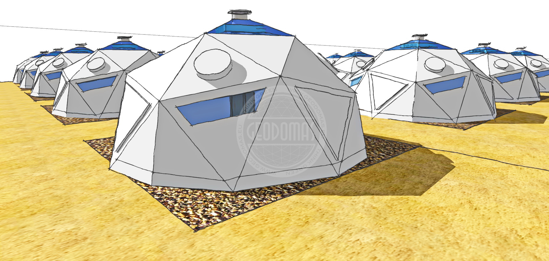 Domes for Temporary Camp Facilities Ø6m x 4person